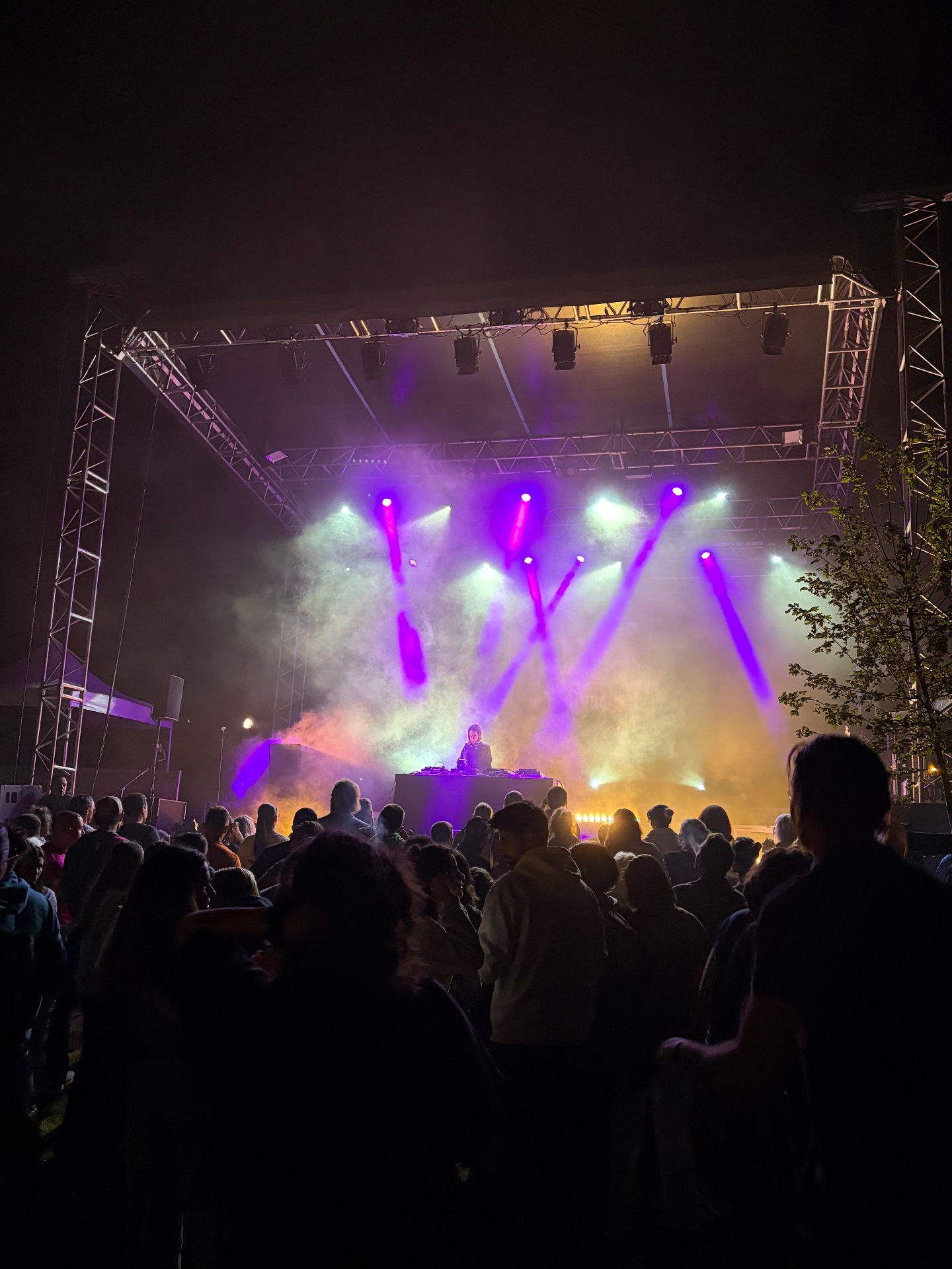 Scène d’événement en soirée sous surveillance lors d’un concert en France